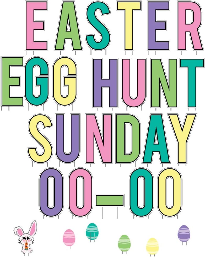 VictoryStore Yard Sign Outdoor Lawn Decorations - Custom Easter Lawn Display, "Easter Egg Hunt" Yard Letters, 18 Inches Tall, Stakes Included