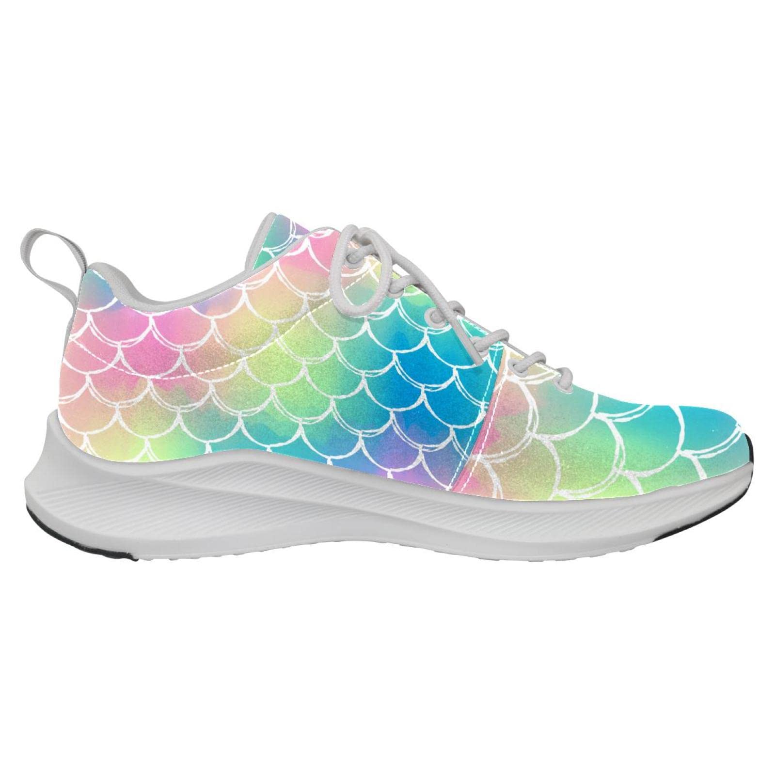 Scarpe da ginnastica uomo personalizzate Scarpe da passeggio leggere Running Athletic Casual Sneakers Mermaid Scale Pattern Colorato, multicolore, 35 1/3 EU