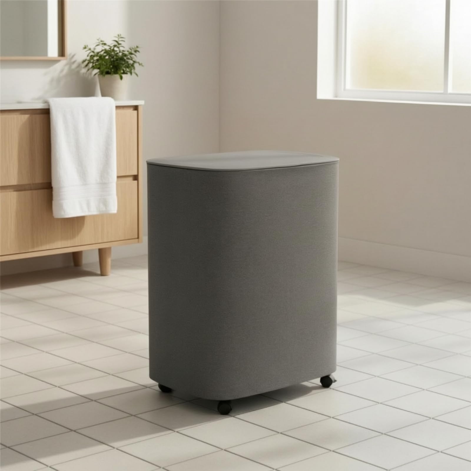 Colcolo wäschekorb mit rollen und deckel rollbar wäschesamml mit rollen und deckel faltbar für waschküche, 50L, Modern, Minimalistisch, Mit Rollen, 50L Fassungsvermögen