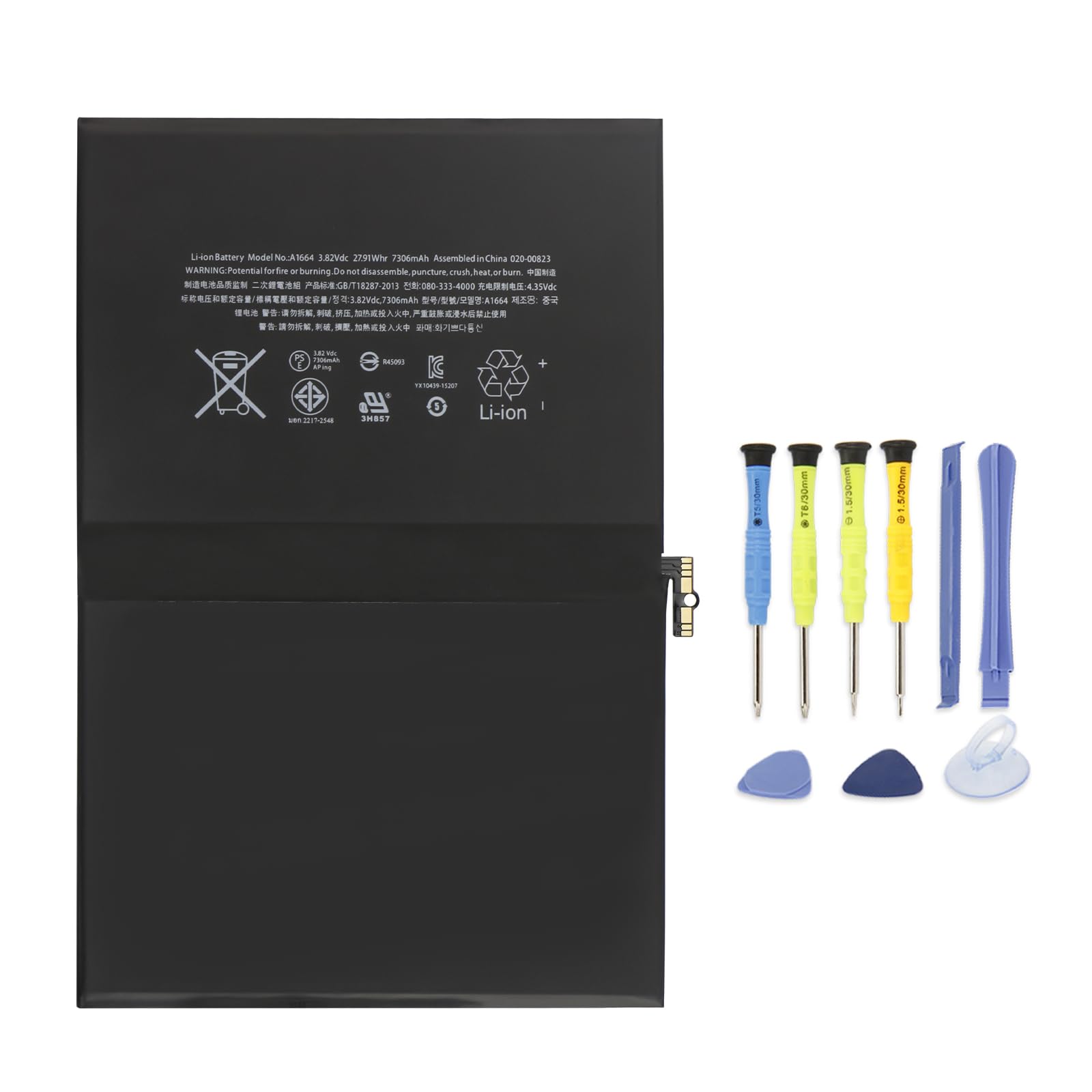 A1664 Batería para iPad Pro 9.7 A1673 A1674 A1675 iPad6,3 iPad6,4 EMC 2976 2977 32GB/128GB/256GB MLMP2LL/A MLMW2LL/A MLN02LL/A MLMN2LL/A MLMV2LL/A MLMY2LL/A MLMQ2LL/A MLMX2LL/A MLMP2B/A MLMW2B/A