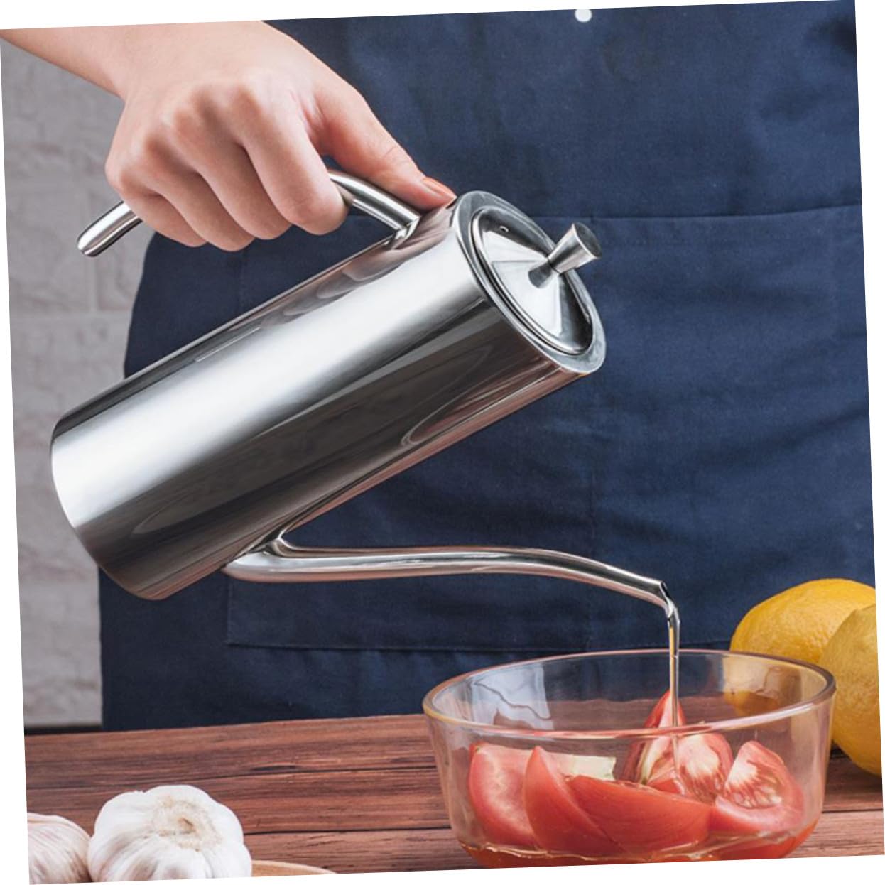 Dispensador de Aceite de Acero Inoxidable de Botella Antigoteo con Tapa Protectora Dosificador Controlado para Aceite Vinagre y Salsa Cocina y Restaurante