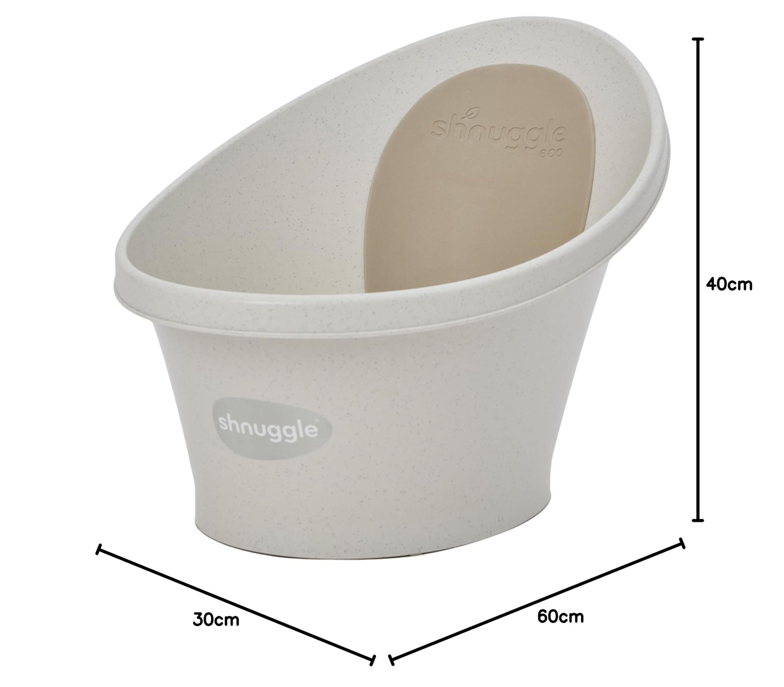 Shnuggle ECO Neugeborene Babywanne | Recyceltes Material mit integrierter Stützbeule und weicher Rückenlehne | Geeignet ab Neugeborenen | Inklusive Wasserstecker | Cookies und Creme