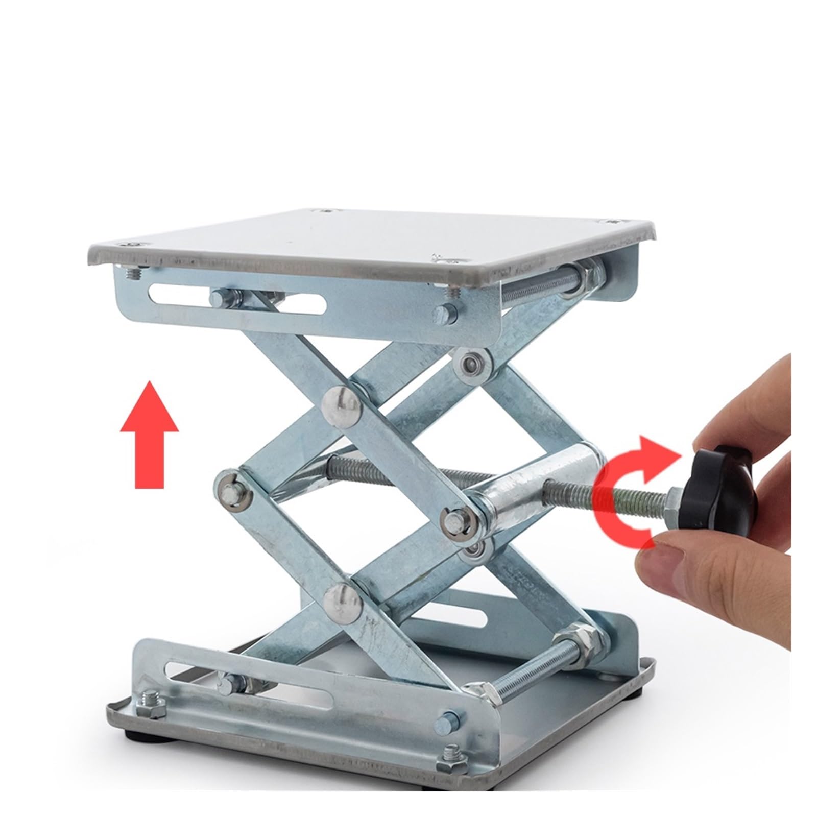 Elevador de laboratorio Mesa elevadora ajustable, soporte de exhibición, elevador de gato de tijera, 1 ud. | 150 x 150mm