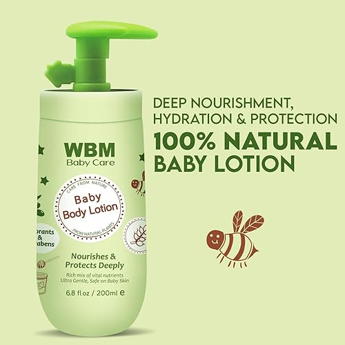 Miniatura 2 de WBM Care Baby Lotion  Nutre y protege profundamente  Loción facial y corporal con miel natural y aceite de germen de trigo, 6.8 onzas (paquete de 3)