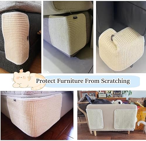 Miniatura 3 de Almohadilla rascador de sisal natural para gatos, sofá, cama, muebles, protector de esquina para gatos de interior, funda de sofá, almohadilla de
