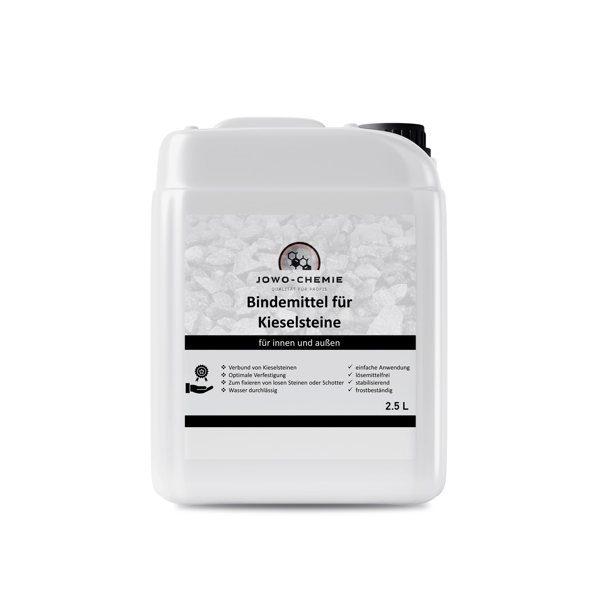 JOWO-CHEMIE Kiesbinder (2,5L) Kiesverfestiger Bindemittel für Kies/Schotter Aller Art Mulchbinder Gartenbahn Steinweg (2,5L)