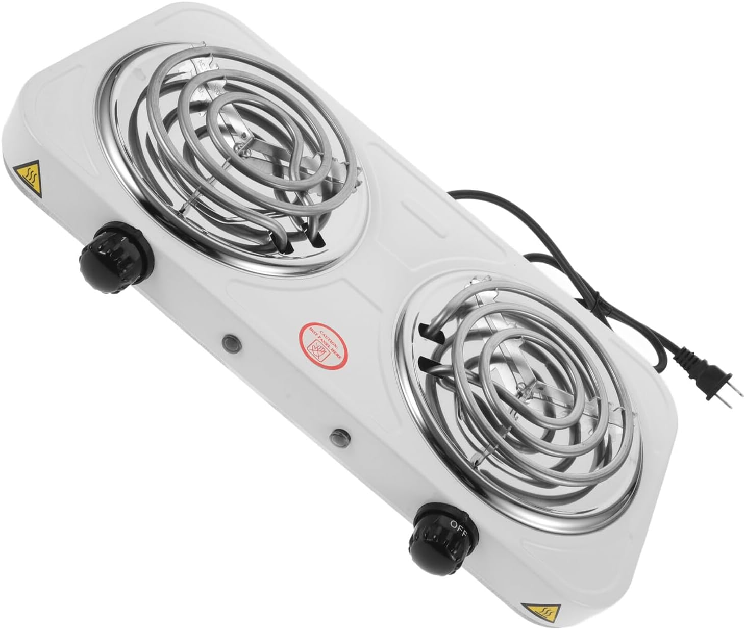 Ipetboom Portable Double Burner Electric Stove Stainless Steel Coil Cooktop for Kitchen Dorm RV with US Plug Overheat Leakage Protection Versatile Cooking Plate for Boiling Soup, Rice, and