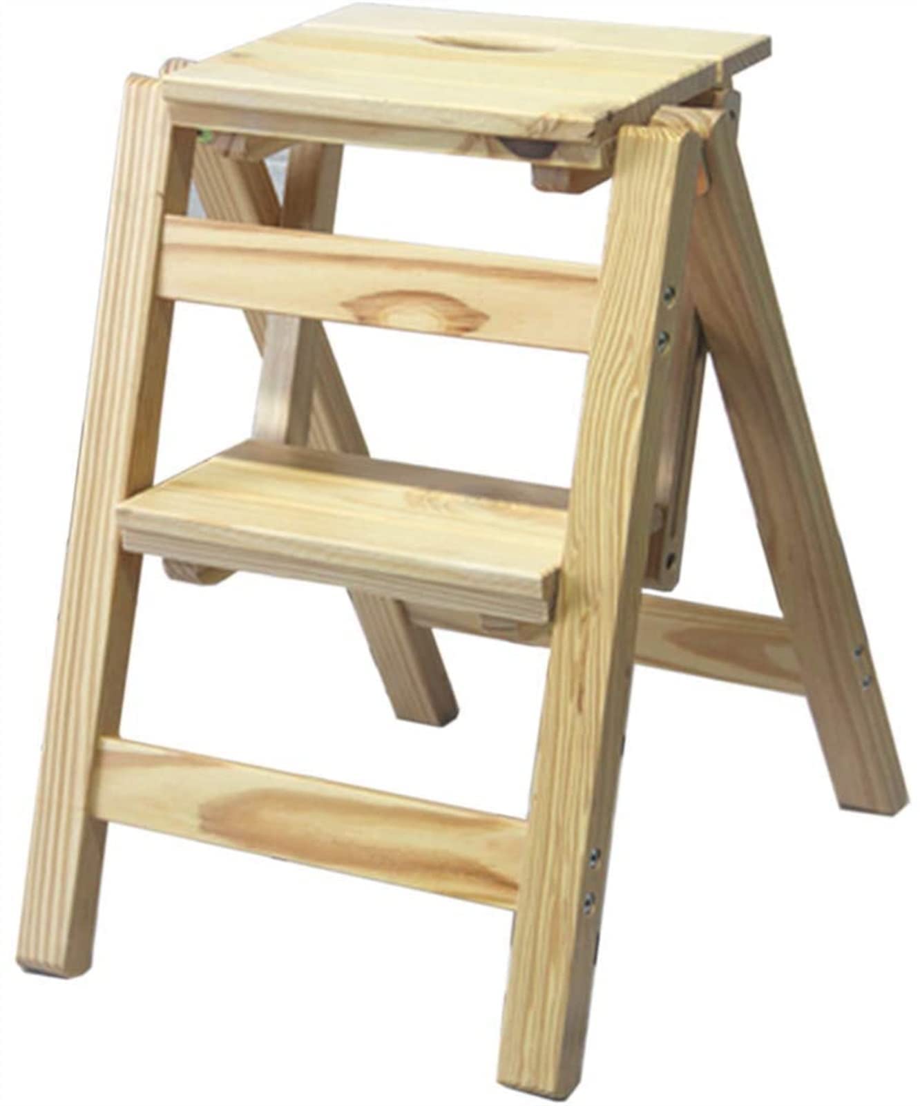 Escabeau en bois massif stable pour adulte évitant les chutes