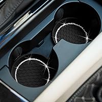 Vista 20 de zipelo Bling Car Cup Coaster, 2 Pack Universal Vehicle Anti-Slip Cup Holder Insert Coasters, Crystal Rhinestone Silicone Shockproof Drink Mat, Car