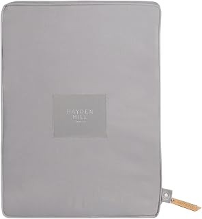 Hayden Hill 럭셔리 유기농 면 스웨터 보관 가방 - 4개의 파인 니트에 적합 - 38.1cm(15인치) - 캐시미어용 통기성 방충 의류 보관 - 옷장용 의류 정리함 (라이트 그레이) | Fits 4 Fine Knits, Breathable, Moth Proof, Garment Storage Bag For Cashmere, Zippered, Certified Carbon Neutral, Gray