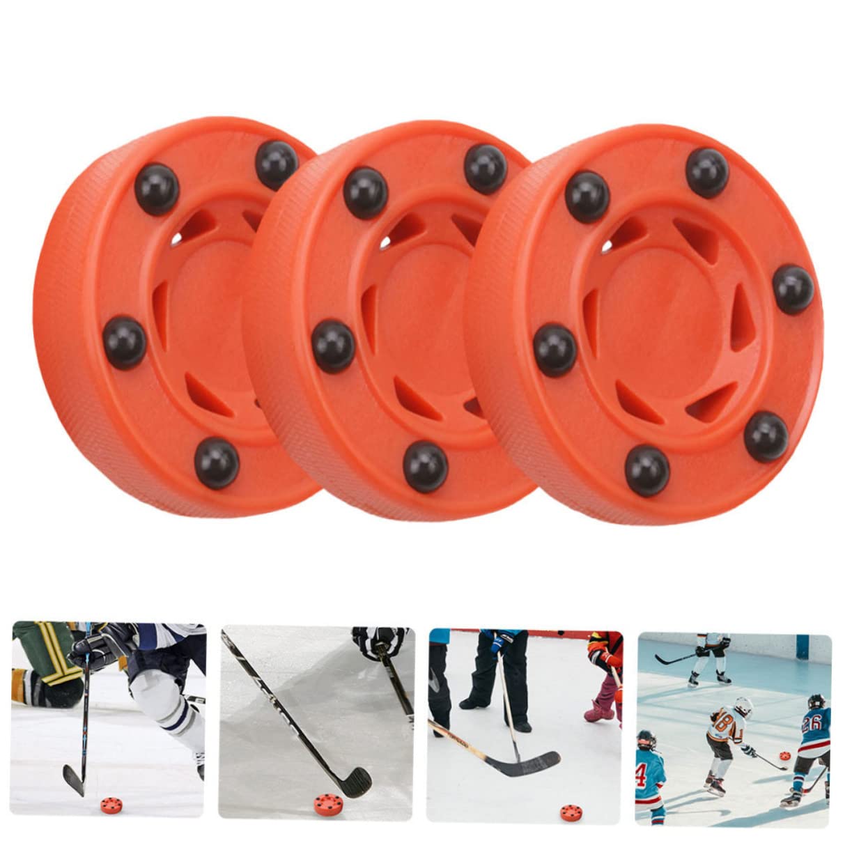 ifundom Palet Hockey Puck Professionnel Puck Intérieur Puck Extérieur Puck De Compétition Puck D'entraînement des Balles Vitrine De Rondelle Jeu Nylon Rouge