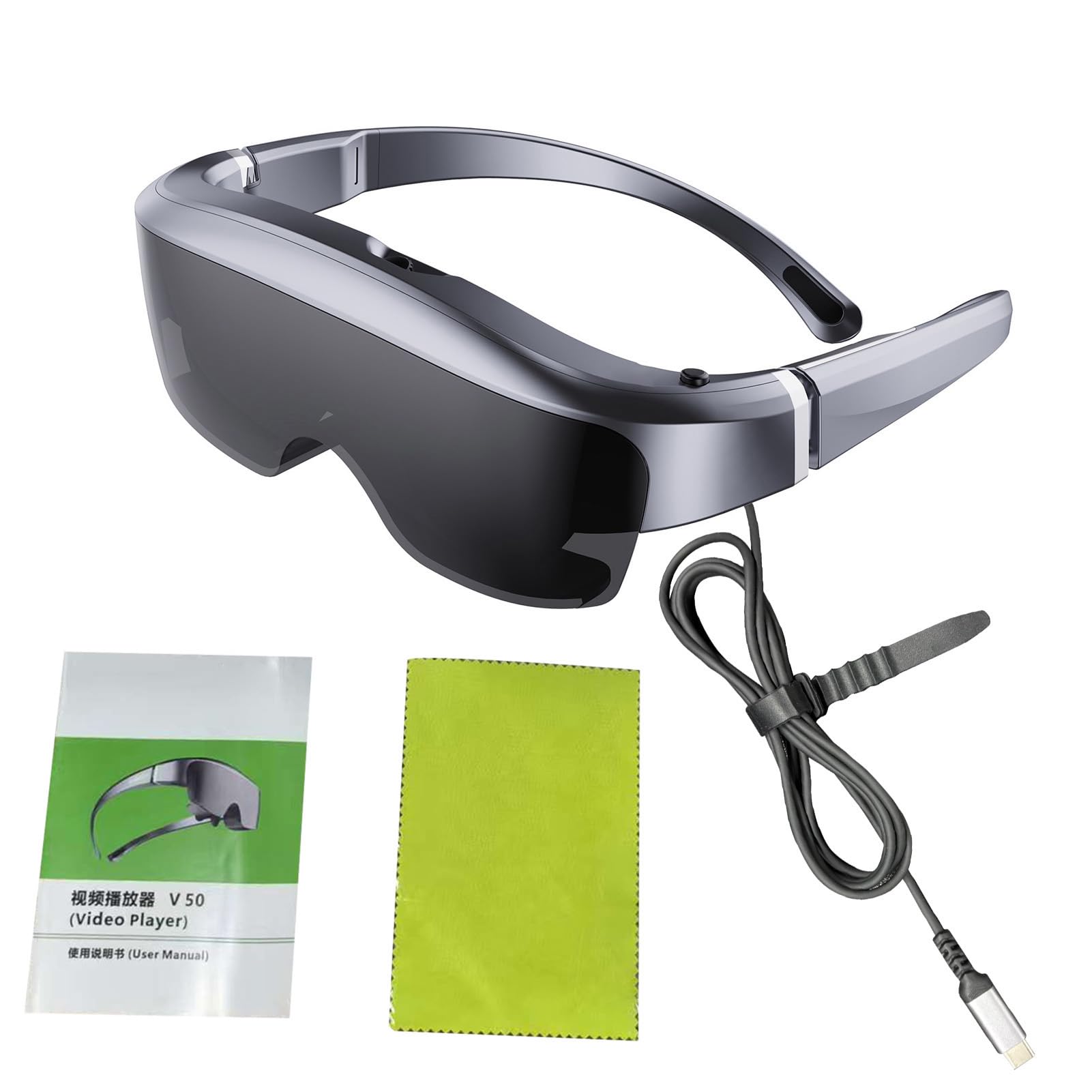 Occhiali Intelligenti con Schermo HD Virtuale da 400 Pollici e Regolazione della Miopia per Esperienza Cinematografica e Giochi, Cinema Portatile e Occhiali da Lavoro