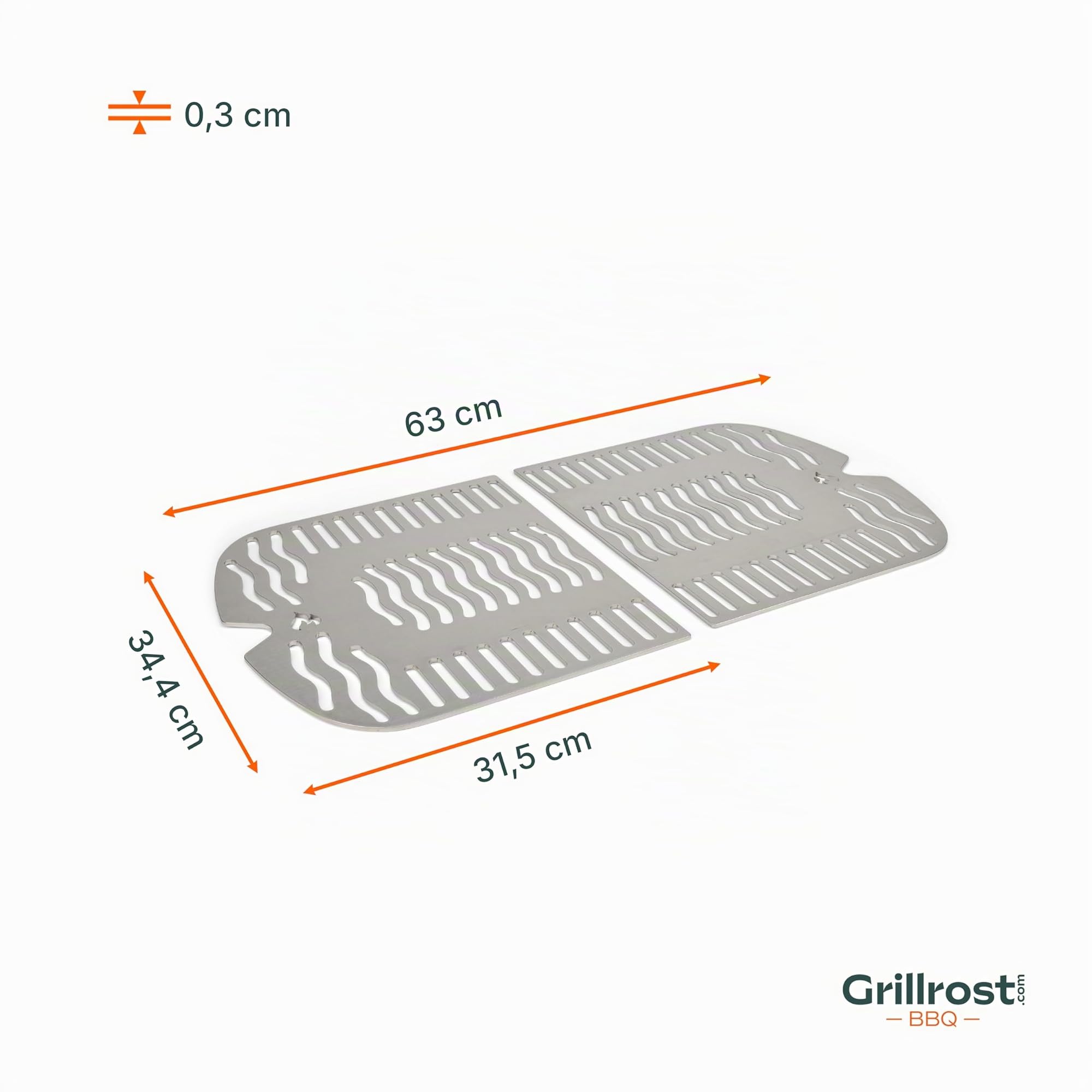 Grillrost.com Das Original Edelstahl INOX Grillroste für Weber Traveler | spülmaschinenfest - Set aus 2 Hälften