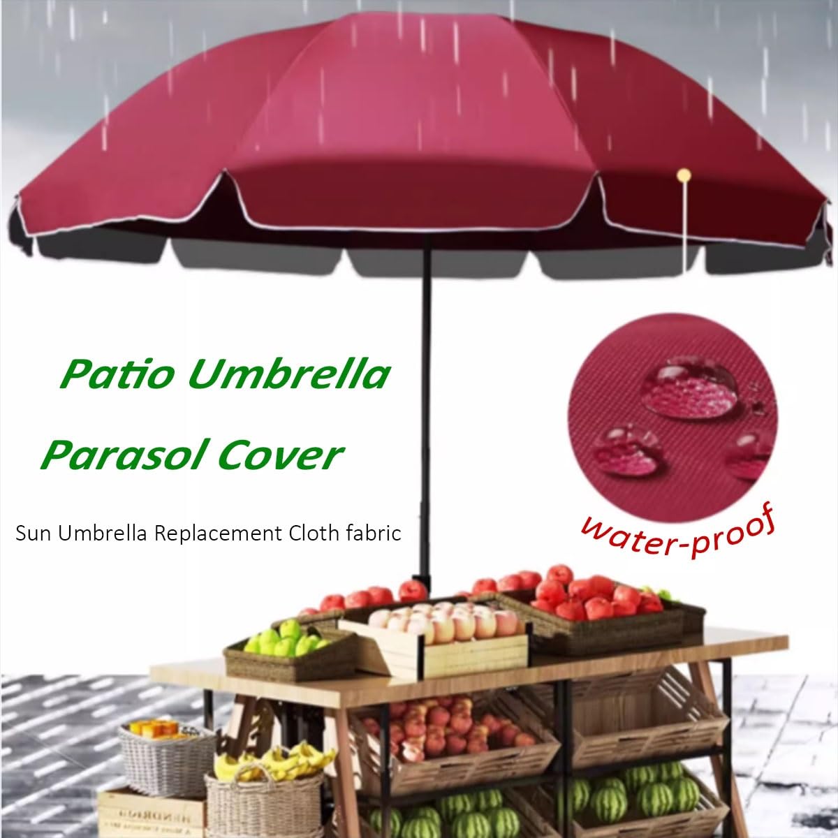 Zapasowy baldachim parasola tarasowego, 0,98 m – 1,45 m – pokrowiec na parasol 8-ramienny, do użytku na zewnątrz i na taras, odporny na warunki atmosferyczne.