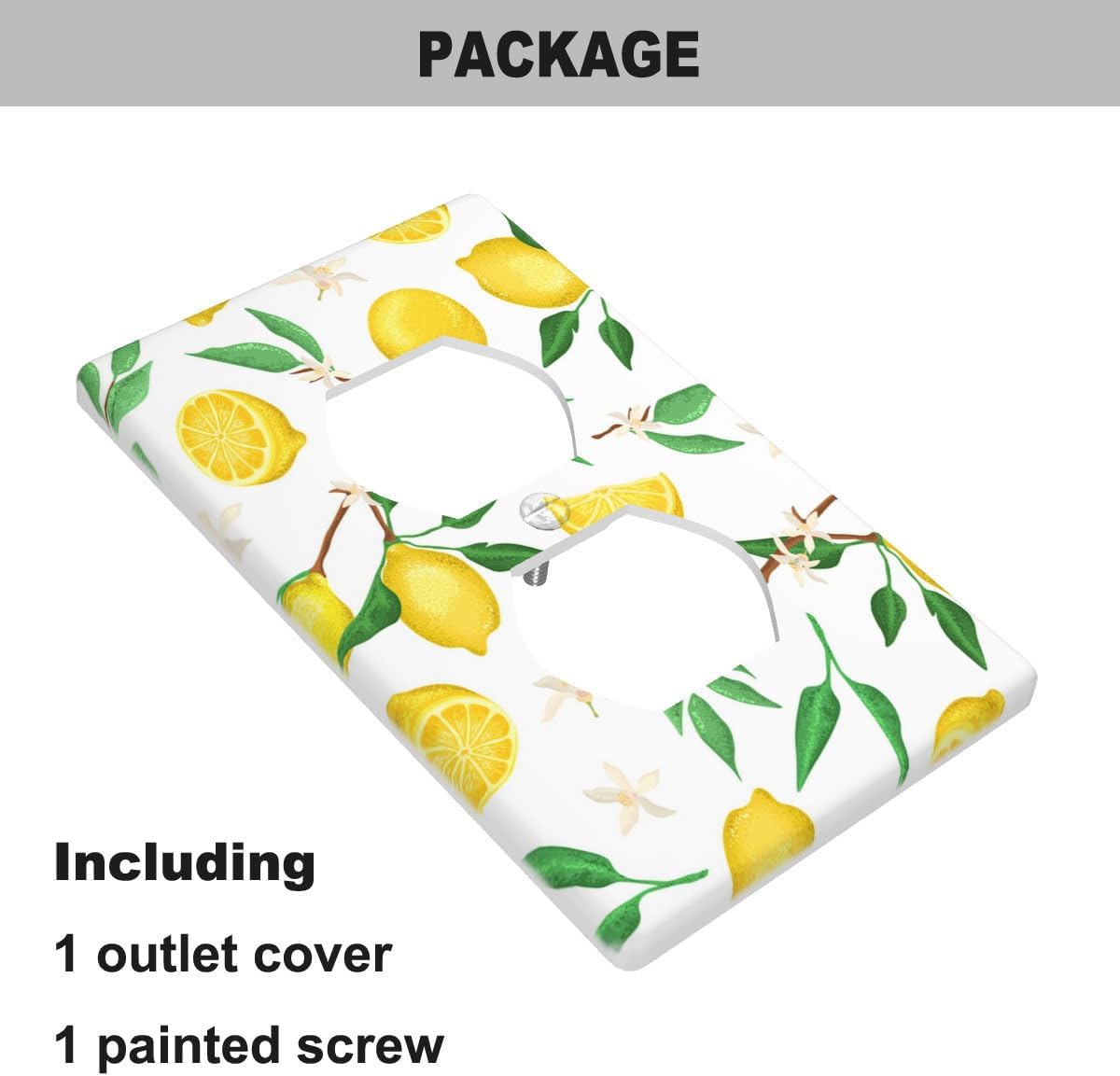 Lemon Outlet Covers Lemon Fruits with Green Leaf Duplex Receptacle Wall Plate Standard 1 Gang Plug Cover 4.5 x 2.76 Inch for Home Decor