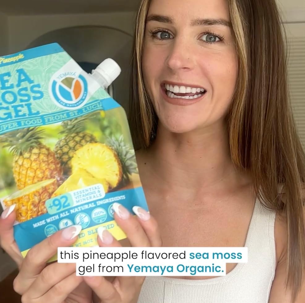 Miniatura 2 de Paquete DUO de gel orgánico de musgo marino de piñamango, 2 x 16 onzas, fruta real, musgo marino silvestre de Santa Lucía