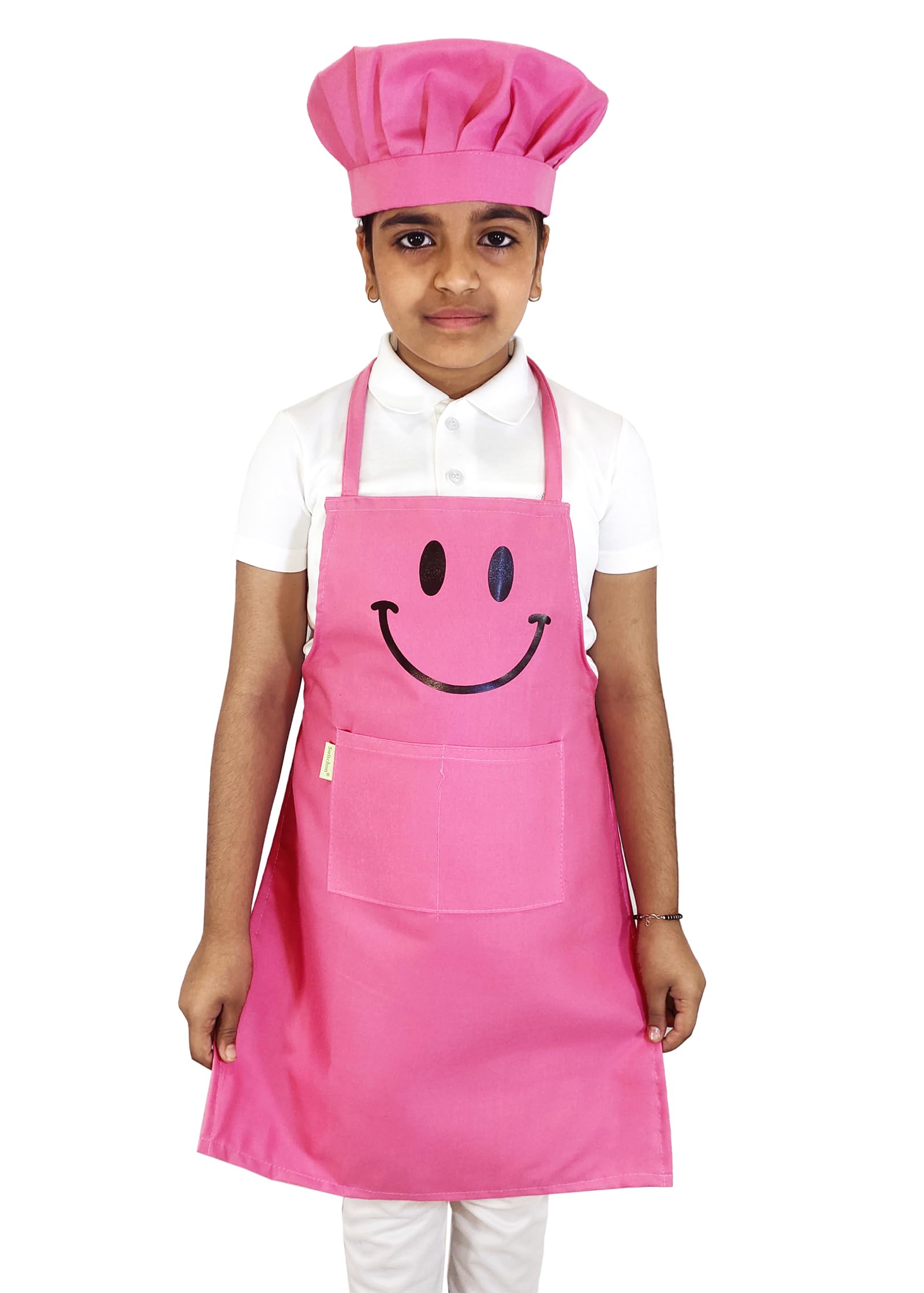 Switchon Polyester Waterproof Adjustable Kids Multi purpose Cooking Apron with a chef cap School Apron - for Kids unisexapron-Proudly made in india