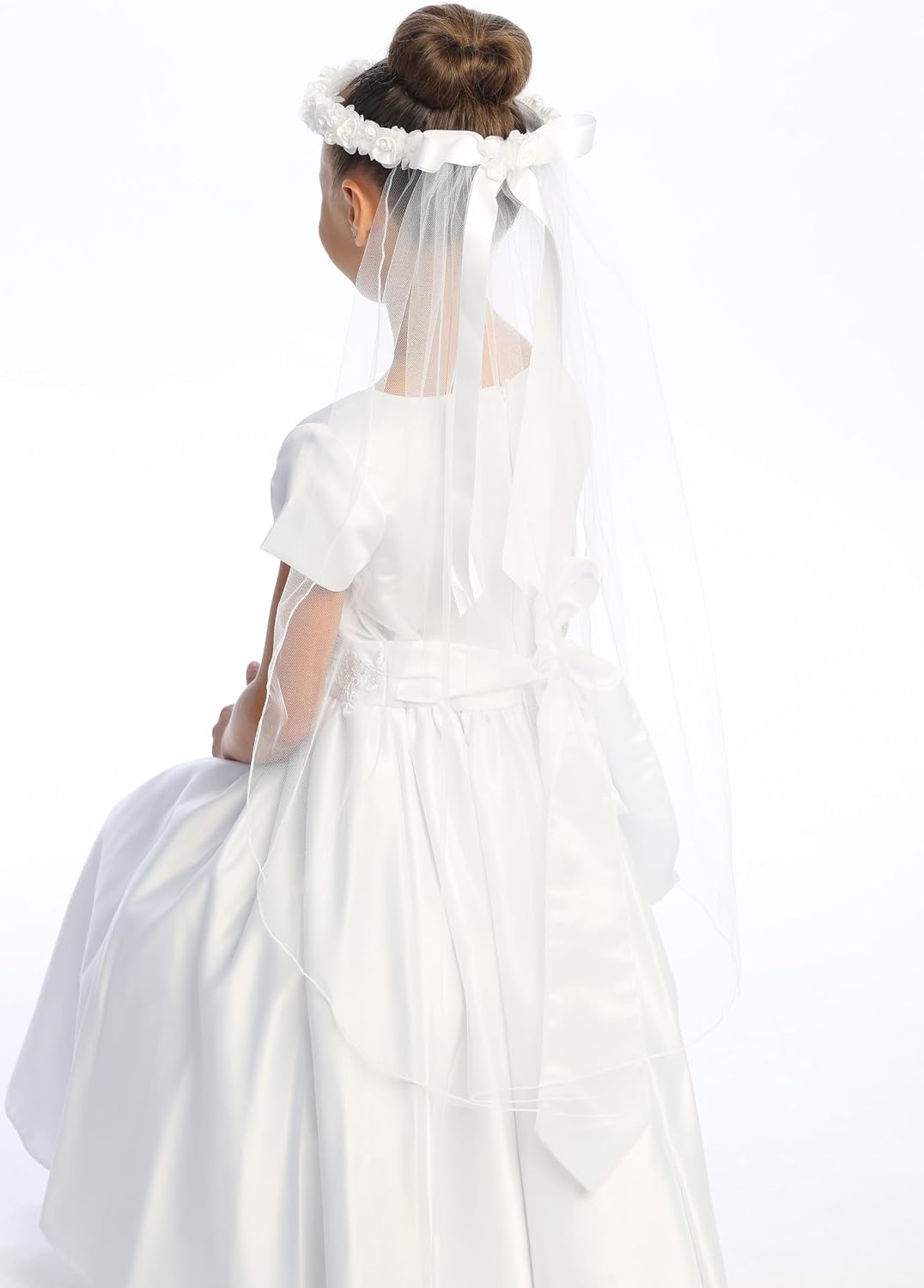 Made in USA 1st Communion Veils for Girls Holy First Communion Veil for Girls 7-16 Velo Primera Comunión White Veil for Kids