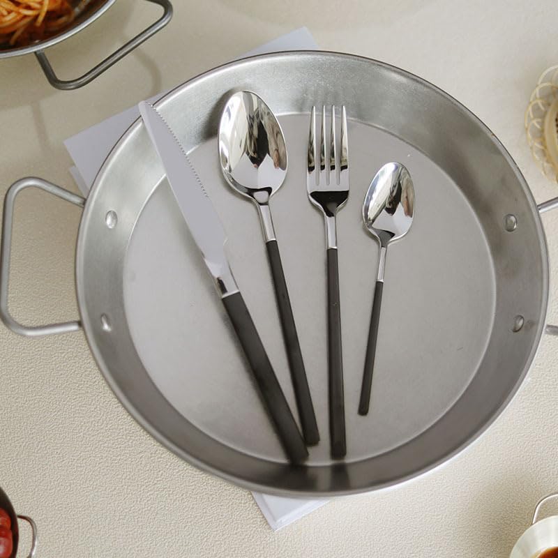 Besteckset, 4/16/24/32-teilig, Besteck aus Edelstahl 304, Gabeln und Löffel für den Heimgebrauch und als Hotelgeschirrset, Schwarz, 1 Set, 4 Stück (Schwarz, 4 Set, 16 Stück)