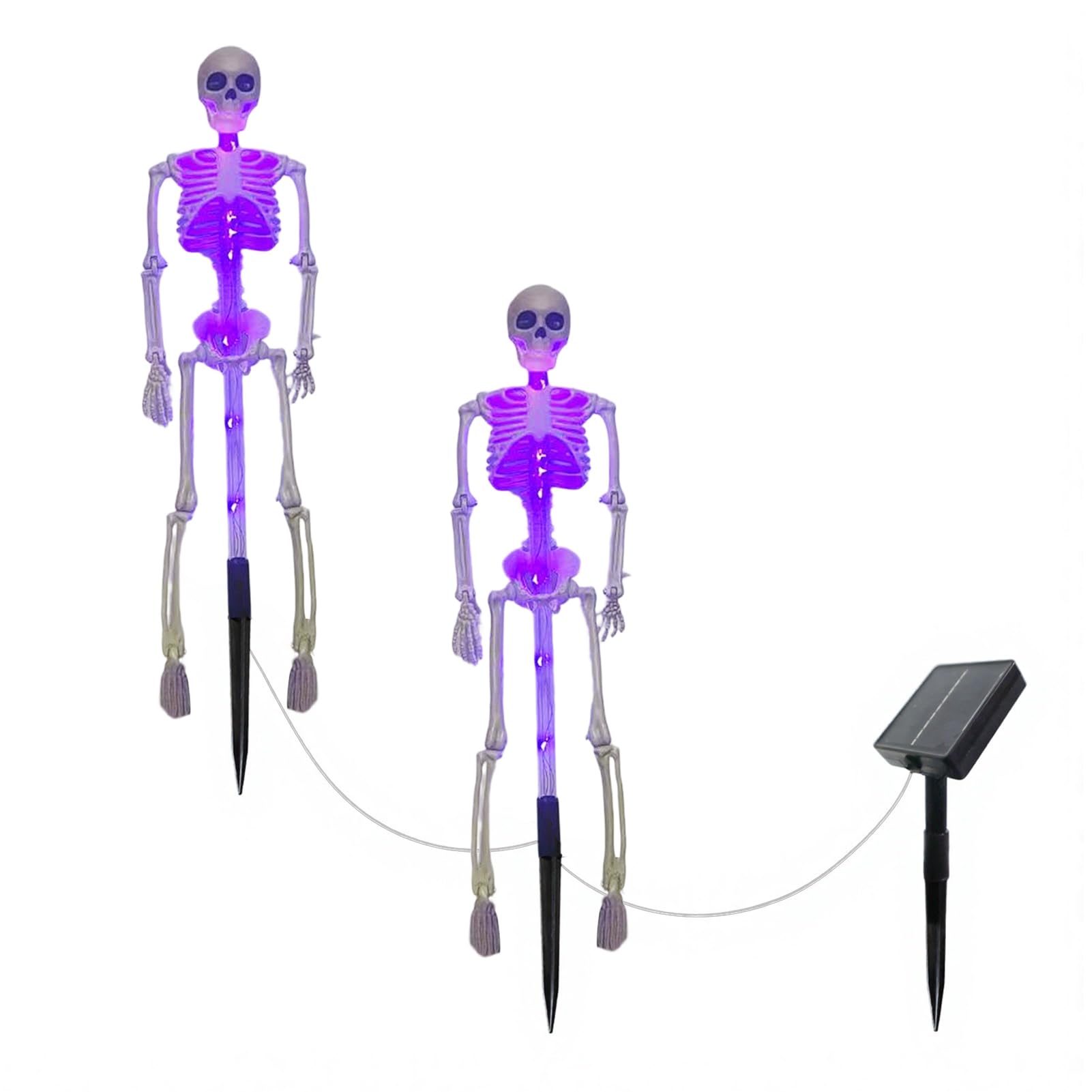 sugerou Halloween Decorations Outdoor Solar Lights, 3D Skeleton Garden Lamp Spooky Human Bone Pathway Lights Waterproof Resin Outdoor Stake Decorations Figures Haunted House Yard Lawn Path Purple 2pc