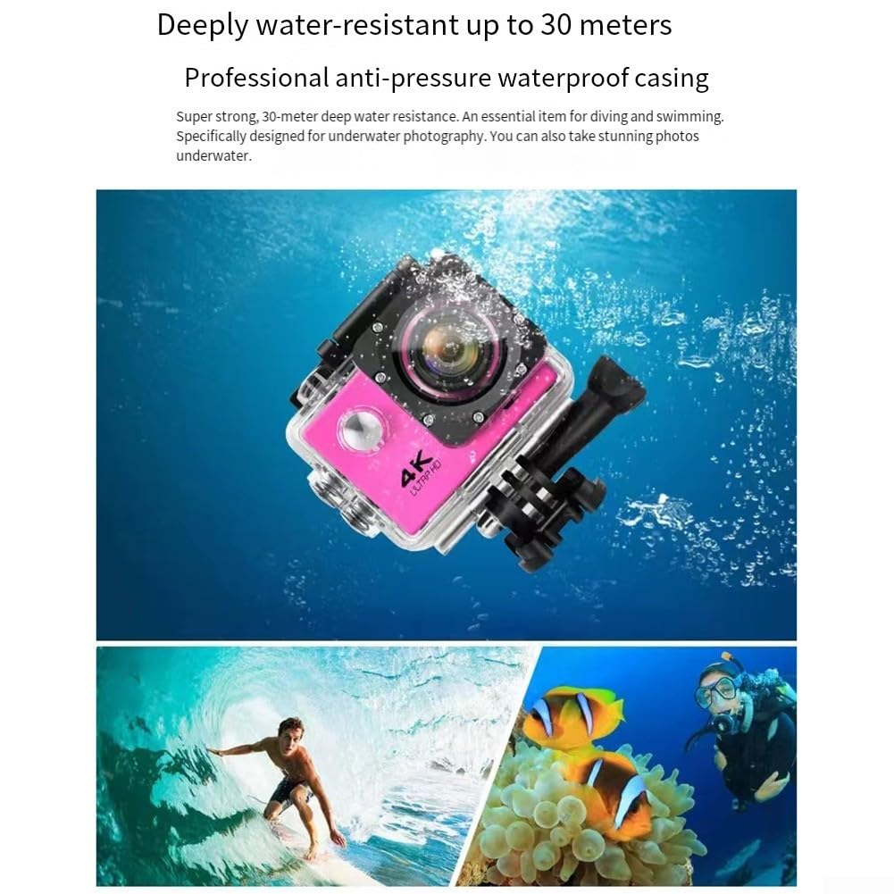 Cámara de acción 4K Ultra HD, impermeable y WiFi habilitada con pantalla de 2 0 pulgadas para exploración al aire libre