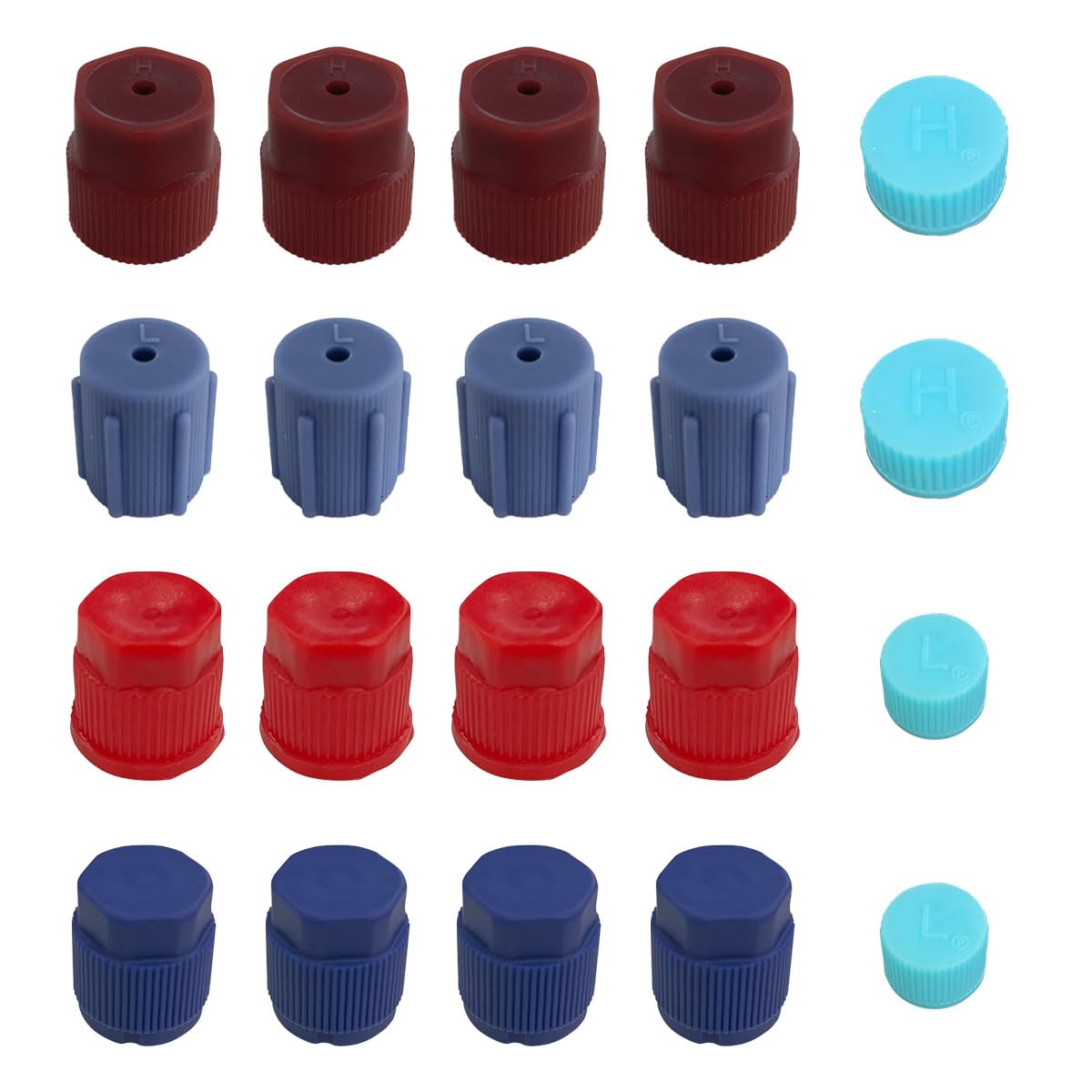 20PCS R134a/R12 Cap 13mm & 13.5mm & 14mm & 16mm &17 & 17.5mm Air Conditioning Service AC System Charging Port Caps, R134a A/C System Valve Cap Auto Replacement Leakproof Hat