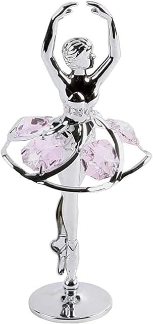 Crystocraft Pink Ballerina Dancing Crystal Ornament With Swarovski Elements Gift Boxed Silver Chrome Plated Perfect Keepsake Collectors Gift Figurine Home Decor Present For a Dancer