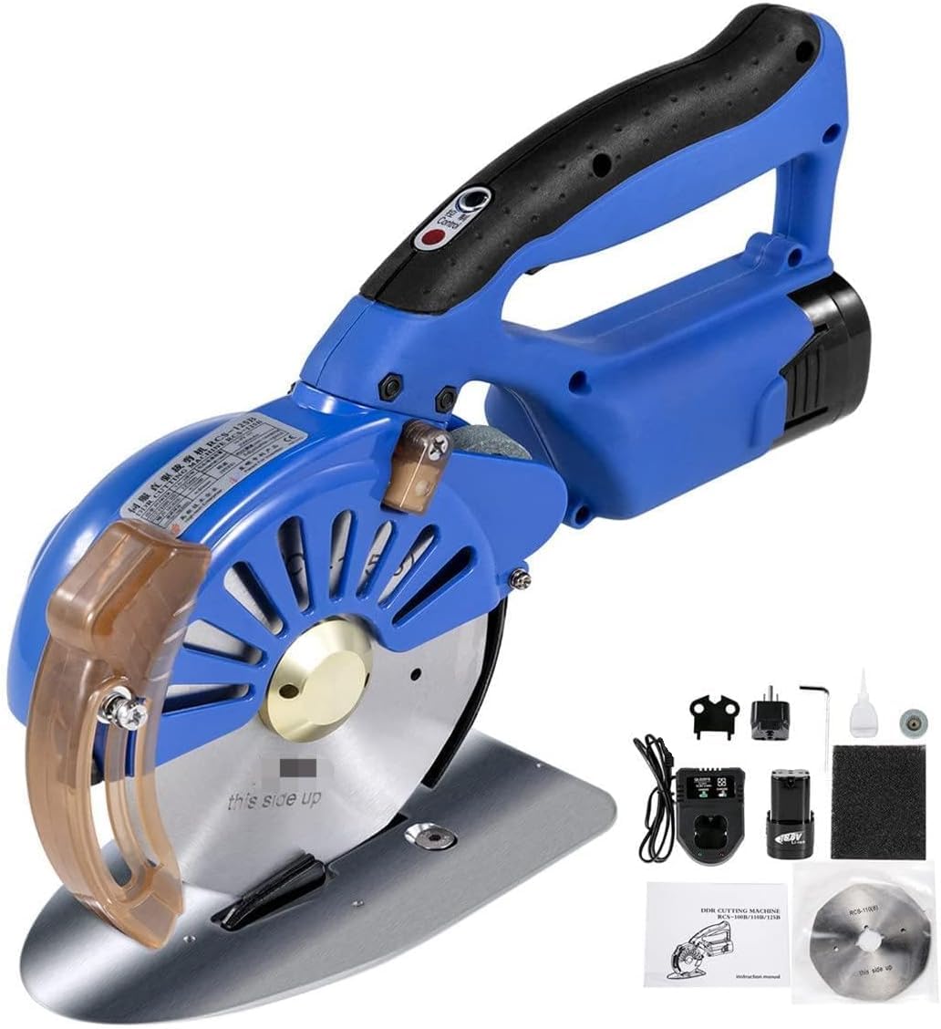 Taglierina in tessuto a batteria con batterie doppie 16.8V, strumento a mano rotante elettrico per il tappeto di pelle di taglio del tessuto, affilatore automatico, luce a LED, regolabile a 5 velocità