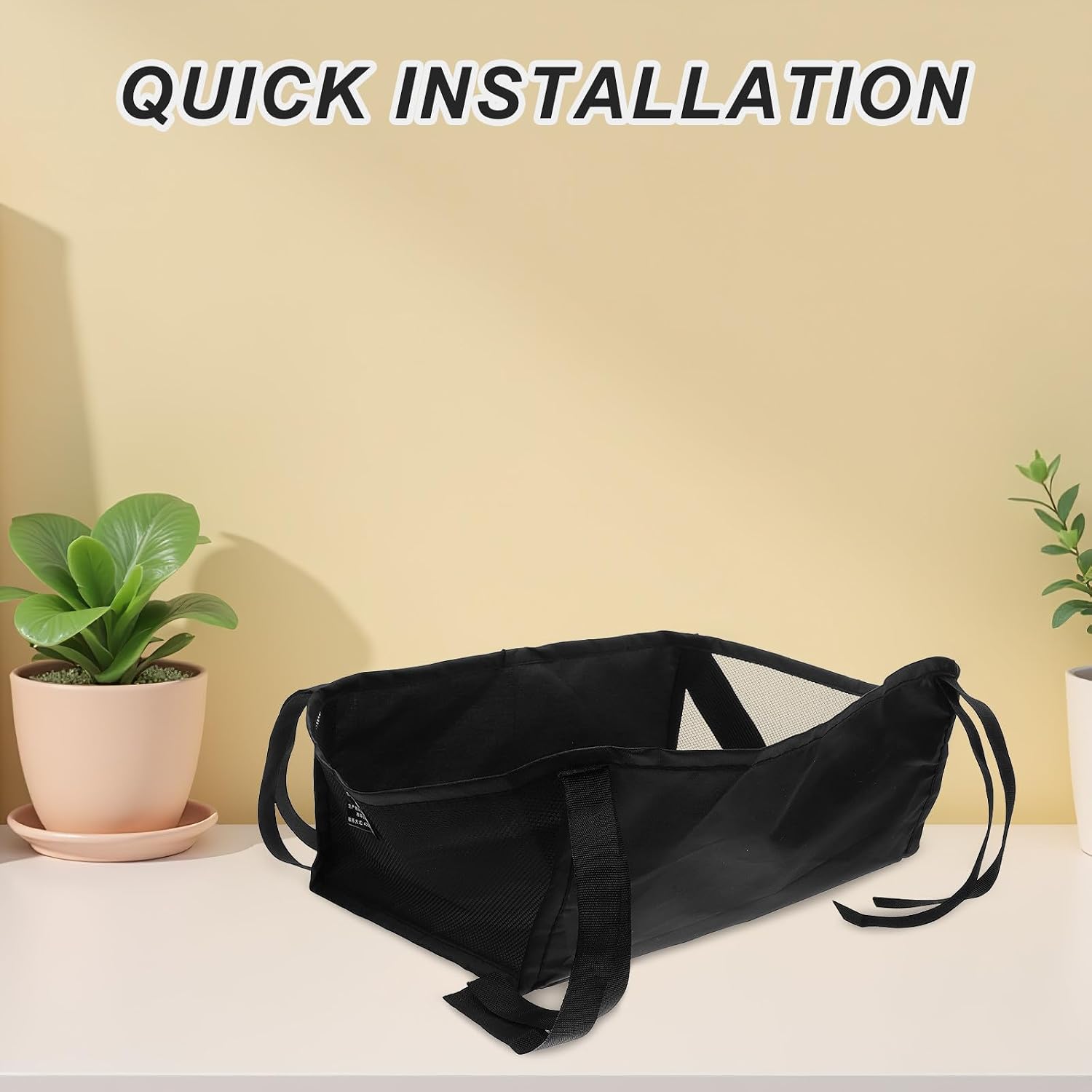 Stroller Organizer Bag with Hanging Straps, Extra Storage Basket for Baby Stroller Bottom, Convenient Diaper and Toy Storage Attachment, 12.6" X 8.6" X 5.1"