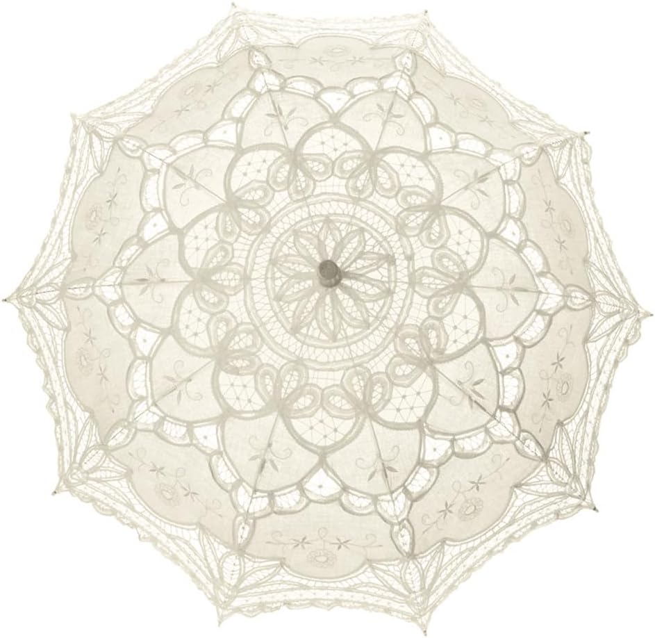 TopTie Vintage Lace Parasol, Wedding Bridal Umbrella, Photograph Parasol, Party Decorations Supplies