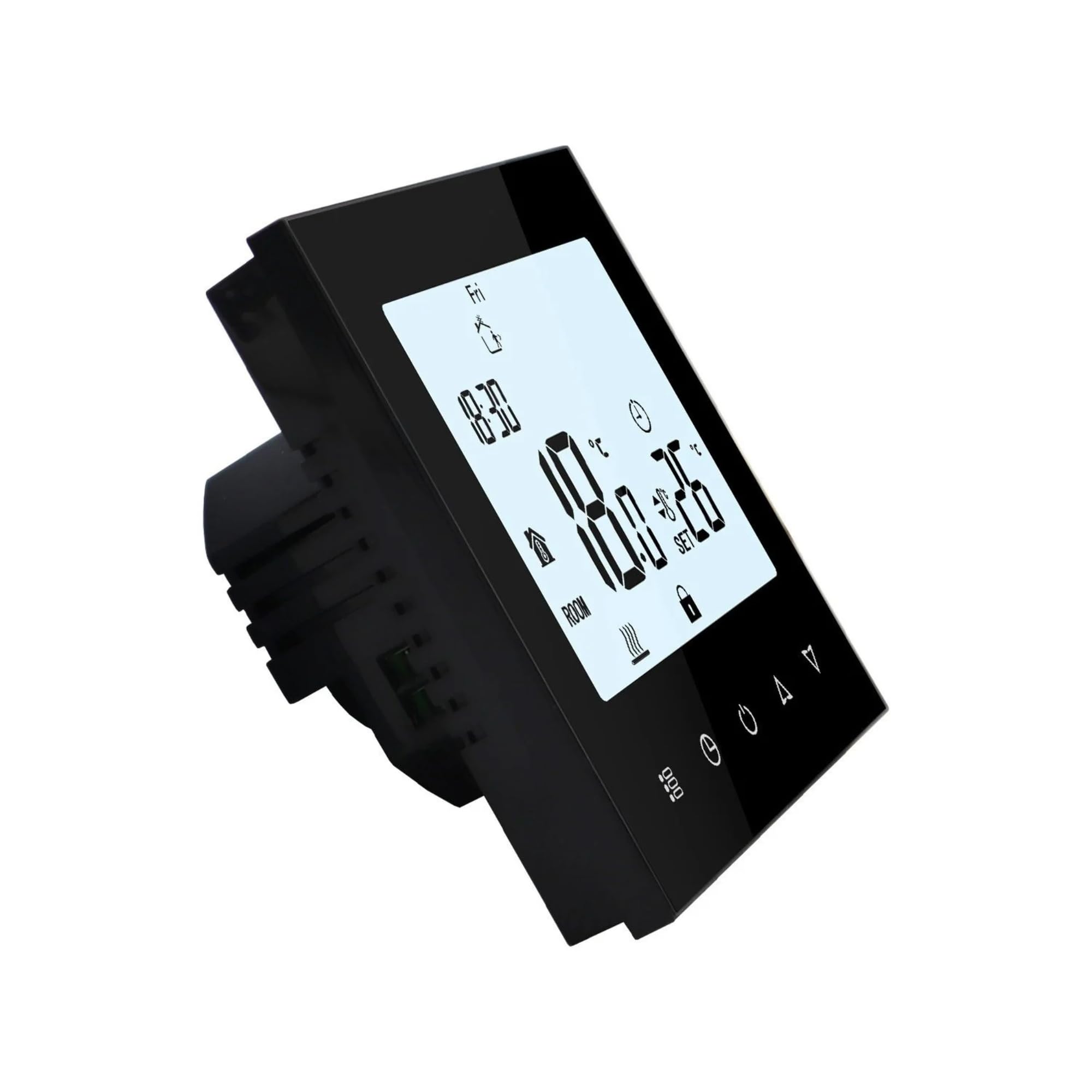 Qualitätsheizung Touch-PRF 79 WLAN-Thermostat für Fußbodenheizung mit App-Steuerung, Kompatibel mit Alexa und Google Assistant, Weiß/Schwarz