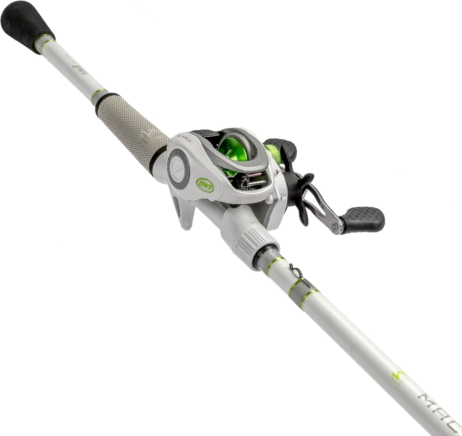 Lew’s MACH 1 Baitcast Reel and Fishing Rod Combo, 7-Foot 2-Inch 1-Piece IM7 Graphite Rod, Med-Heavy Power Fast Action, 7.5:1 Gear Ratio, Left-Hand