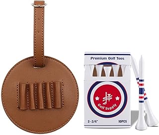 Golf Tee Holder for Bag, Golf Tee Carrier with 10 PCS Wooden Golf Tees