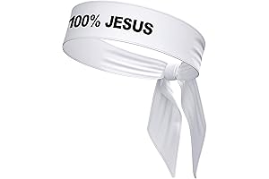 100% Jesus Sports Head Tie Headband - Black Stretch Sweatband Men's Football, Soccer Band