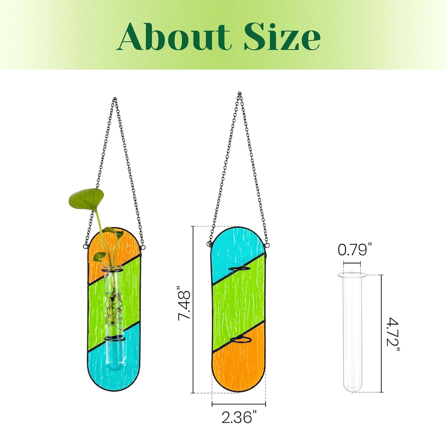 Hewory Stained Glass Plant Propagation Hanging 2 Pcs Propagation Station Planters for Window Wall Decor - Unique Hydroponic Propagated Plant Holder for Kitchen Gifts for Mom