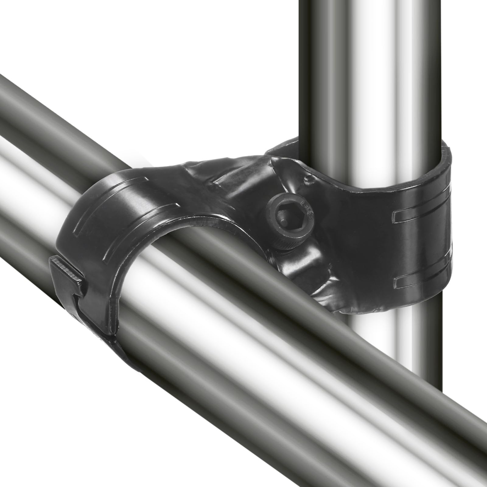 M METERXITY 4-Pack 90° 3-Way Pipe Connector – Stainless Steel Clamp For 1″ (25mm) OD Pipe – Corrosion-Resistant, Screws Included – For Frames, Trellises, Greenhouses & Racks