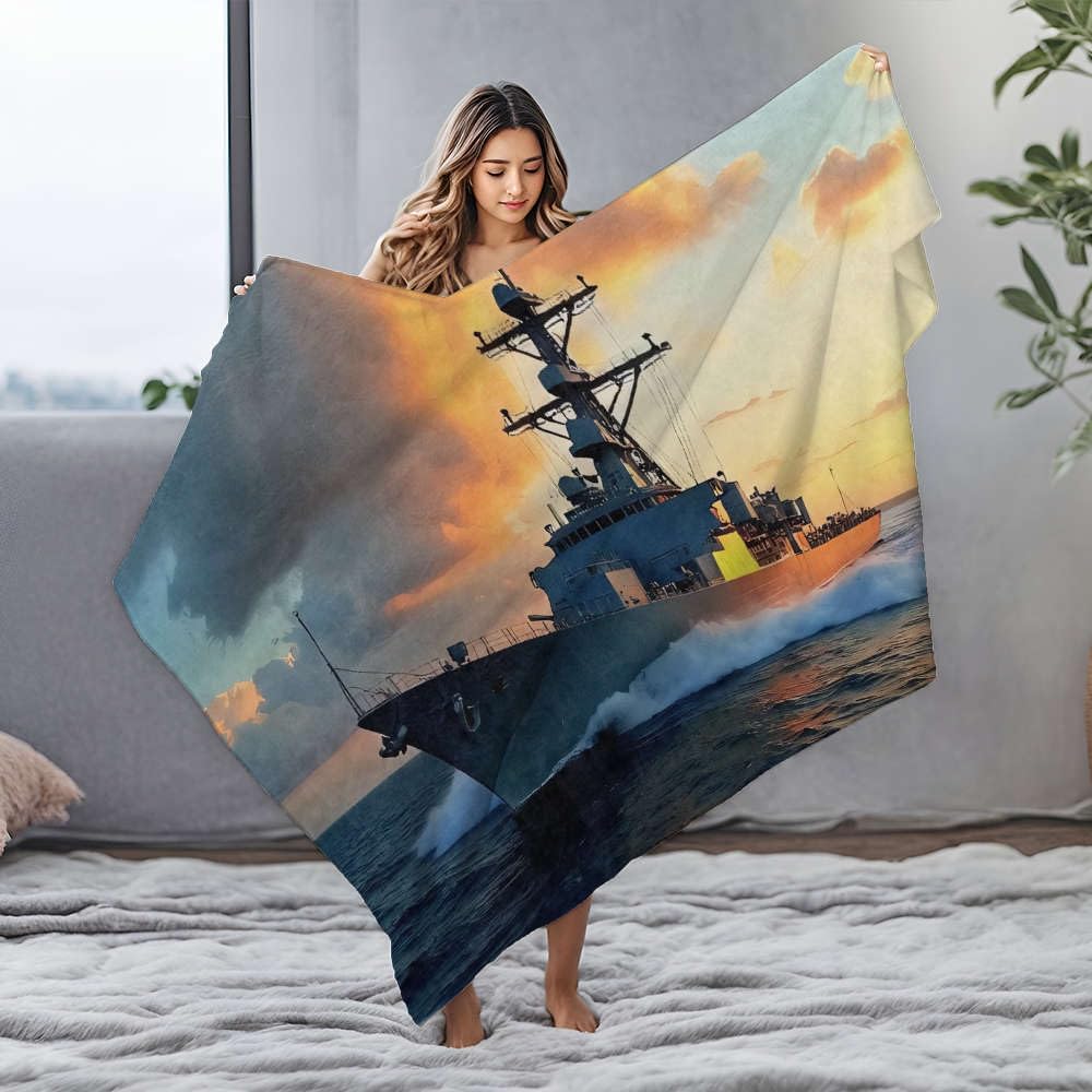 Couverture de plage en flanelle douce et grand plaid de voyage motif bateau naval