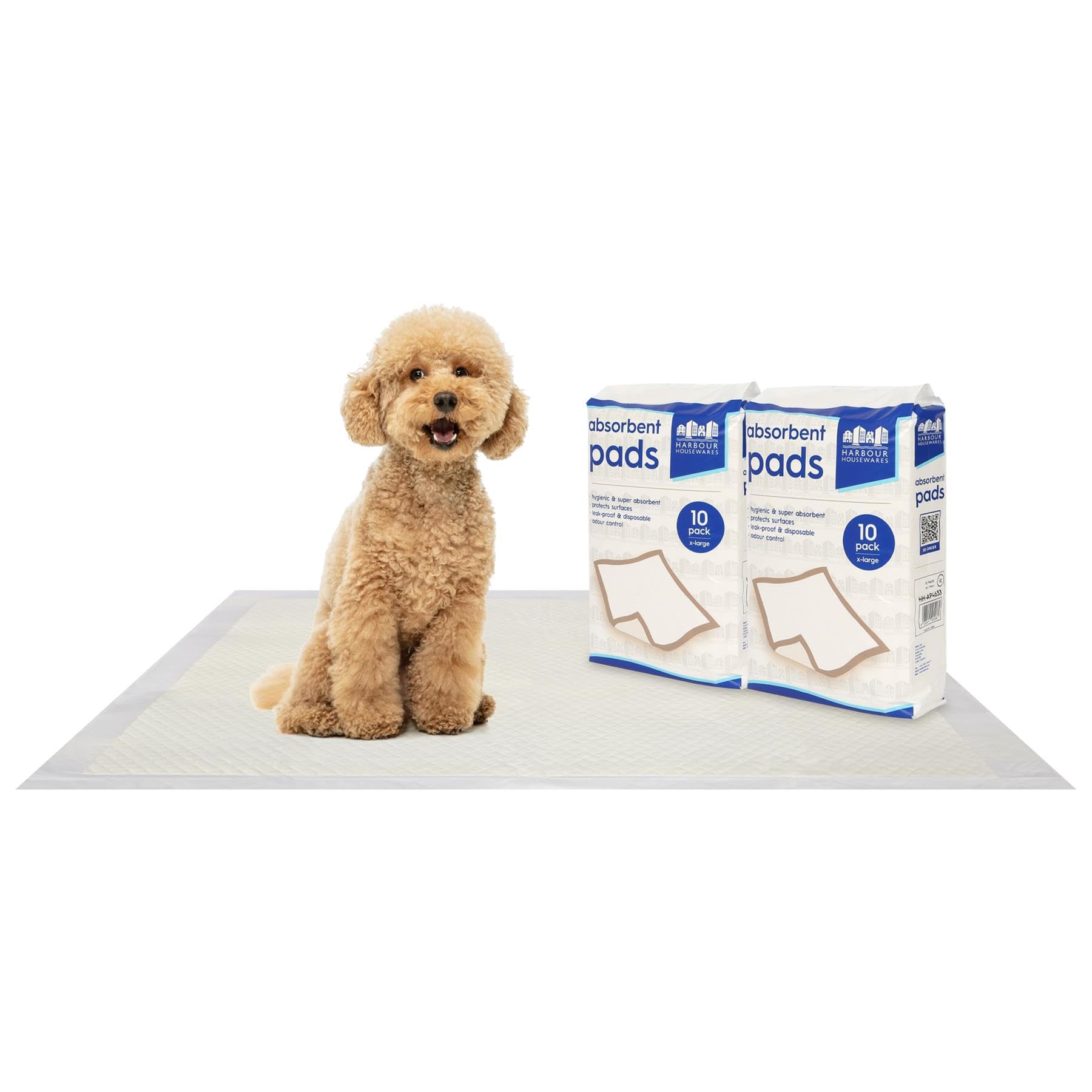 Harbour Housewares White 20X Disposable Puppy Pads - 60Cm X 89Cm - Extra-Large Absorbent Puppy Training Pads Leak-Proof Pee Pads For Dogs, Cats, Kittens Potty Training Mats