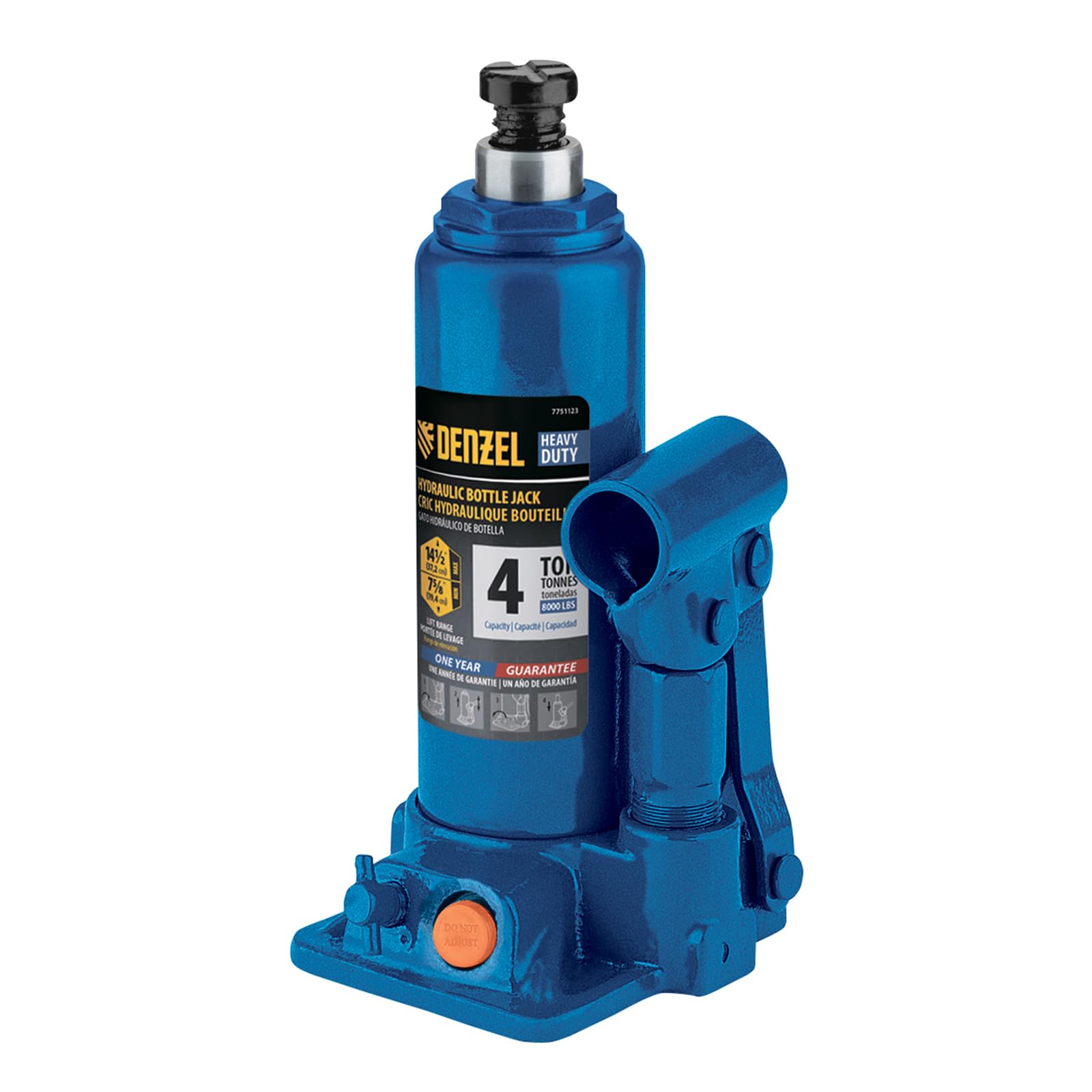 Denzel 4T Hydraulic Bottle Jack – Heavy-Duty Car Jack with 7 5/8"-14 1/2" Lifting Range – Reliable Automotive Tool with 1-Year Guarantee