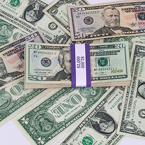 Naturalabel 600Pcs Assorted Currency Straps，$ 1000, 2000, 5000，Each 200 Straps，Self Adhesive Money Bands (3 Colors) #TOP5