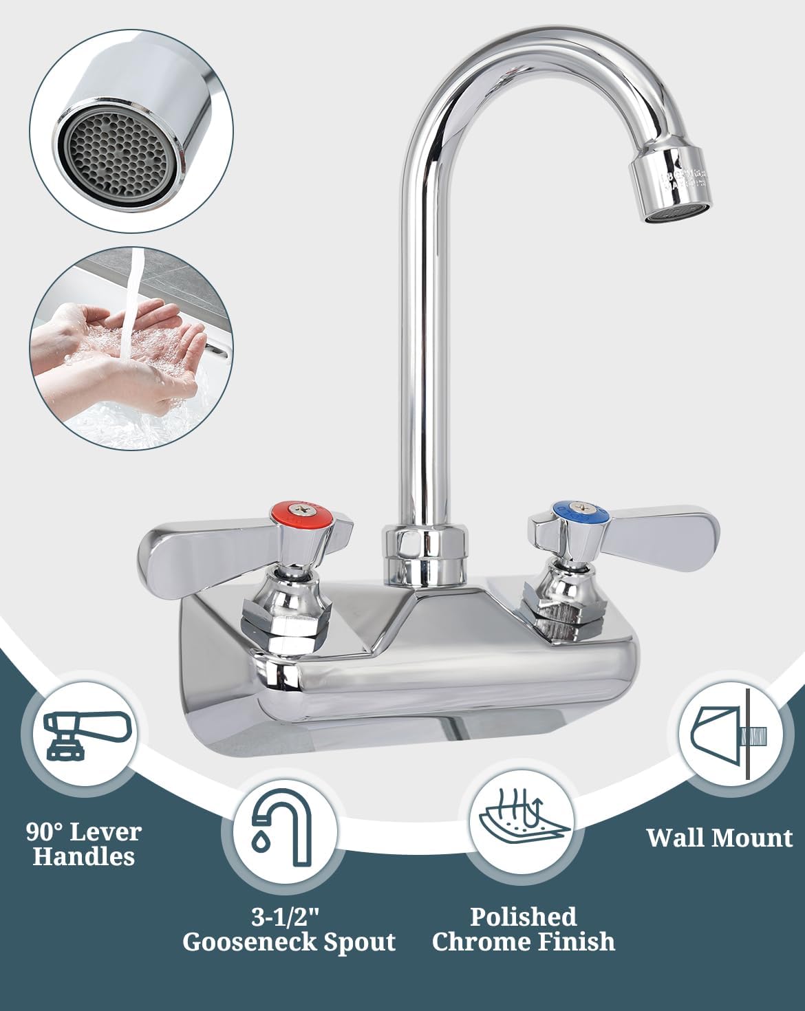 4" Center Hand Sink Faucet & 4 Inch Center Wall Mount Sink Faucet