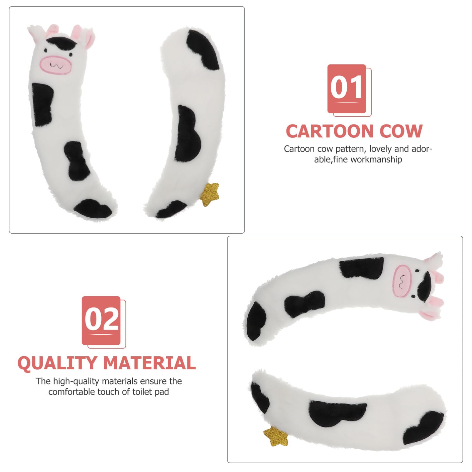 Ciieeo 1 Pair of Toilet Seat Covers Plush Pads for Winter Cartoon Appearance Comfortable Non-Slip Sturdy Washable Black