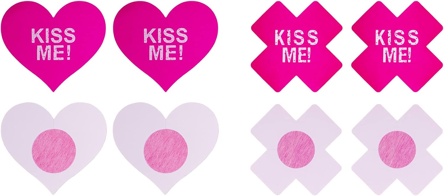 Stephanie Imports Naughty Collection: 6 Pairs of Disposable Assorted Shape Breast Petals Nipple Cover Pasties (Kiss Me)