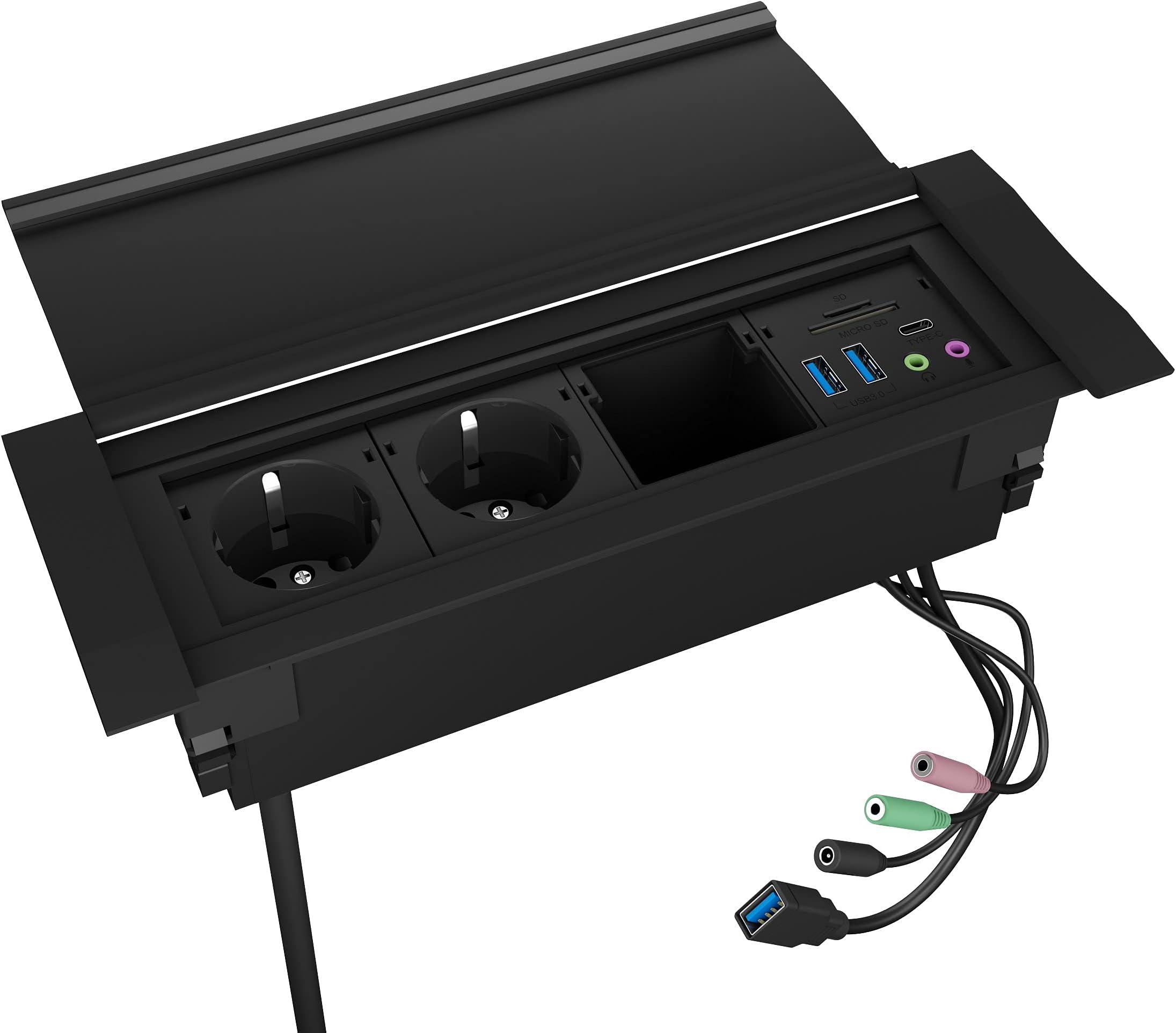 2er Pack Versenkbare Tischsteckdose - USB C PD20W & 2x USB A