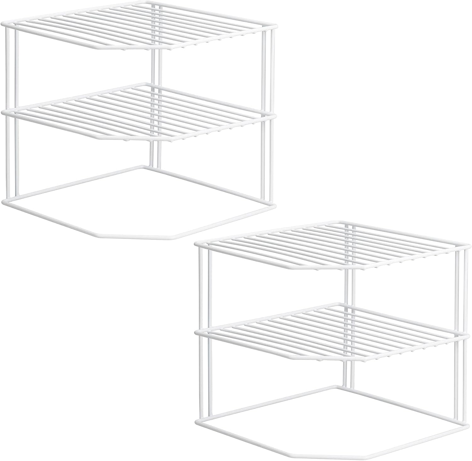 ROFAY 3-Tier Corner Plate Rack (Pack of 2) White Kitchen Cupboard Shelf Insert Organiser for Cupboard Storage