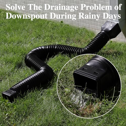 Image of Gutterlix 3 Pack Flexible Gutter Downspout Extensions Extendable from 21 inch to 67 inch, Downspout Extender Comes with Adapters, Thickened Down spout Drain Extension for Rainwater Drainage(Black)