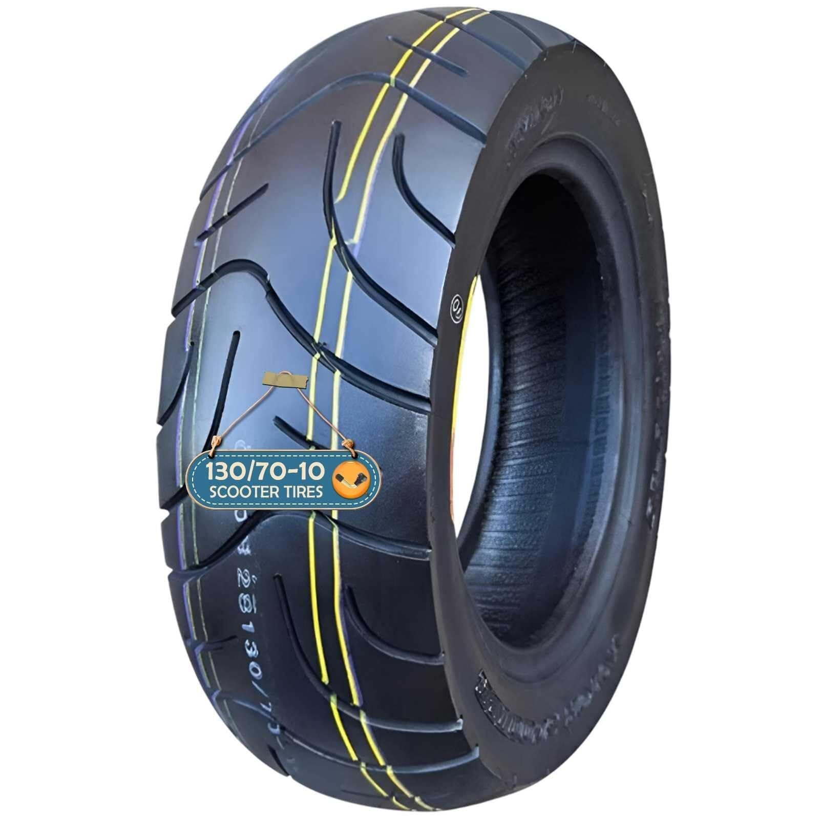 130/70-10 Opona, 59J, 8 P.R., Bezdętkowa (TL), 130/70/10 Opona Motocyklowa Miejska, 130 70 10, 280 kPa
