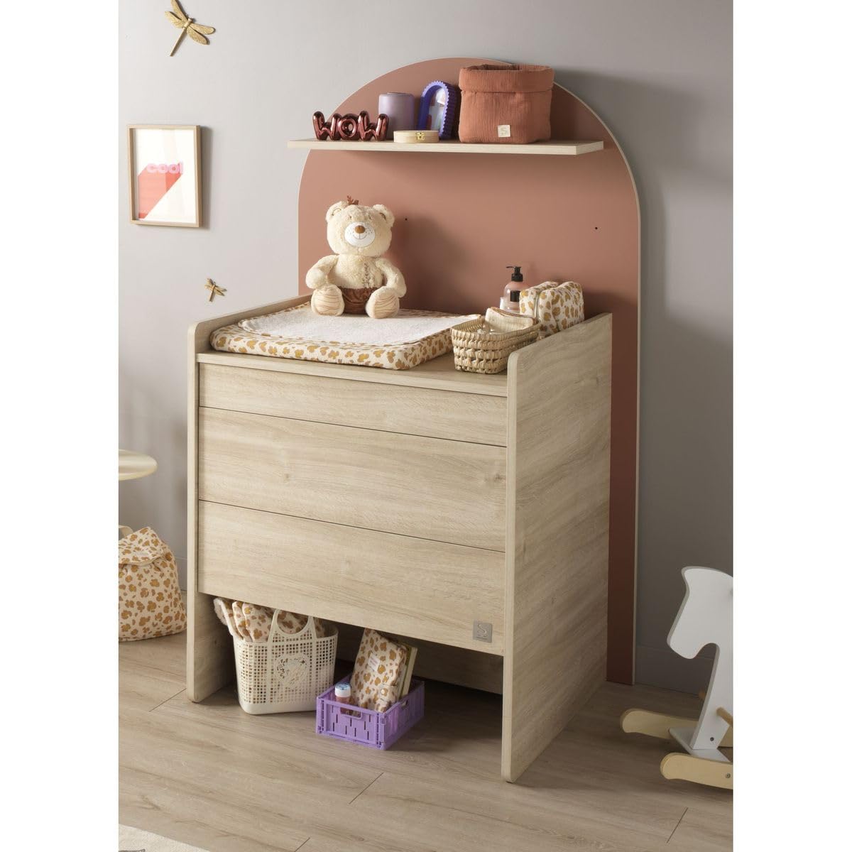 Sauthon Commode à Langer évolutive en Bureau - décor Bois chêne sépia Forme Arche