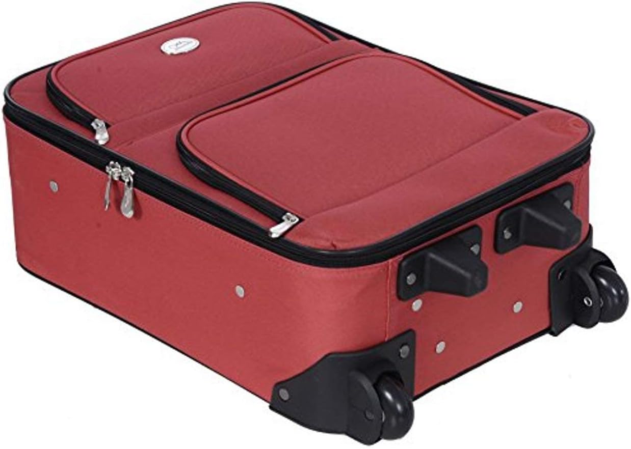 New Red Travel Carry On Suitcase On Wheels With Extendable Handle [Apparel]