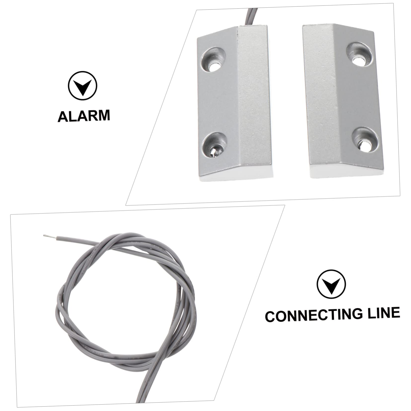 NUOBESTY 3 Ensembles capteur Alarm Door Sensor Aimant magnétique Filaire équipement de Dispositif de détection Alliage de Zinc Silver